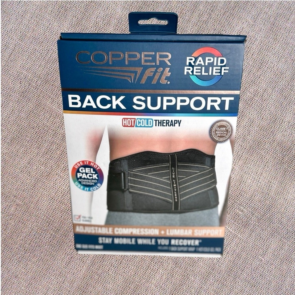 Copper Fit Back Support Black Rapid Relief Hot Cold Therapy Compression